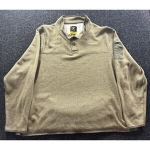 Browning 3XL Pullover Fleece Sweater Mens Brown Quarter Snap Outdoor Shirt
